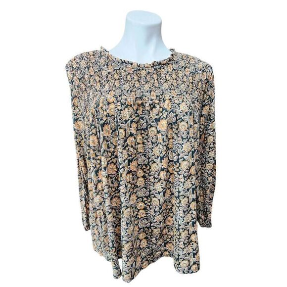 Wonderly floral peasant top multicolor size 1X long sleeve blouse - Picture 1 of 9